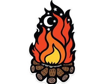 Campfire Vinyl Sticker for Hydroflask, Waterproof Sticker, Weatherproof Sticker for Laptop, Car Decal, Bumper Stickers, Water Bottle