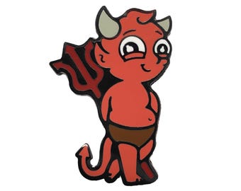 Devil Hard Enamel Pin – 1.25" – Black Nickel