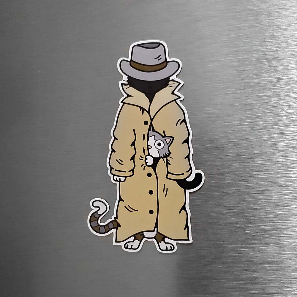 3 Cats in a Trench Coat for Refrigerators and Car Bumpers Etsy