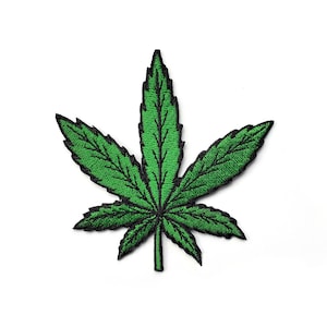 Weed Leaf Embroidered Patch – 3.5″ – Hook & Loop or Iron-On Backing