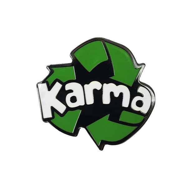 Karma Recycling Enamel Pin - Enamel Pin for Fitted Hats, Lapel Pin, Pin for Jacket