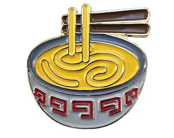 Ramen Pho Noodles Enamel Pin – 1" – Gold Metal