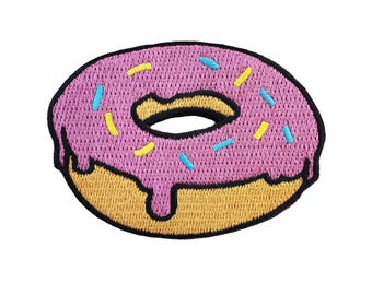 Donut Embroidered Patch – 3.5″ – Hook & Loop or Iron-On Backing