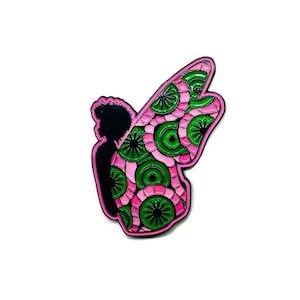 Black butterfly - Pink and Green Soft Enamel Pin