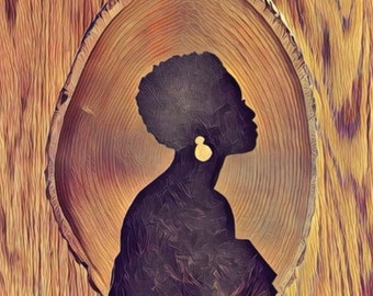Afro Cameo Female - Blank Greeting Card 5.5" X 4"