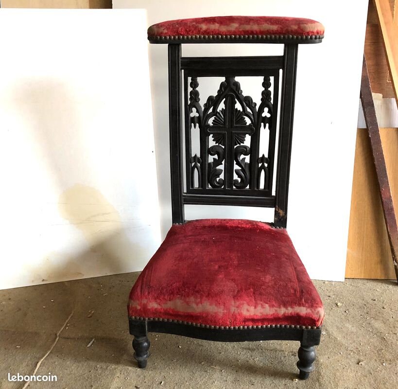 RED VALVET Prayer Chair. Prie Dieu Carved and Handmade From Around 1870 Etsy