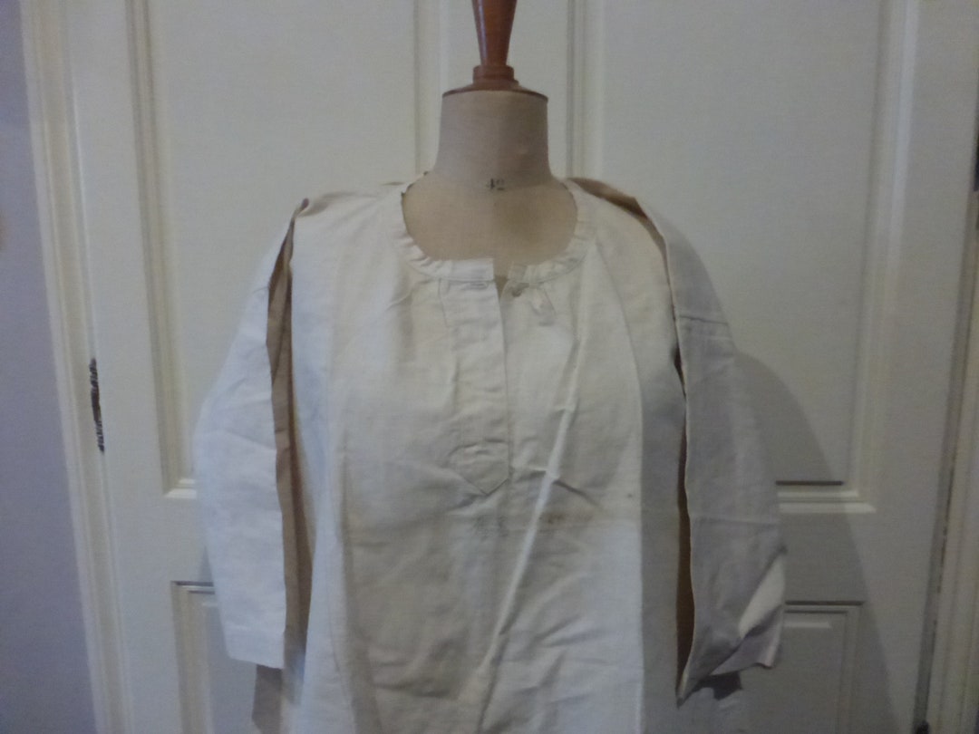 French Antique Linen Smock 後染め ブラウン French Antique Linen Smock 後染め ブラウン French Antique Linen