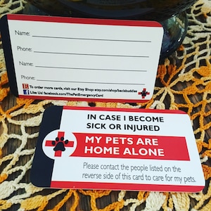 Tarjetas para mascotas en caso de emergencia - Juego de 2