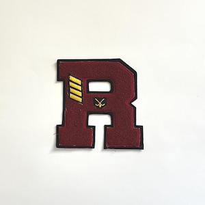 50's Varsity Lacrosse Patch Cotton Chenille Felt Maroon Applique