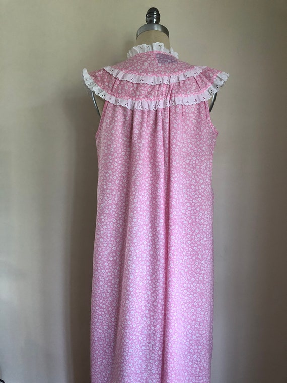 1970s Lanz Nightgown Pink Lace Trim Maxi Lingerie - image 7