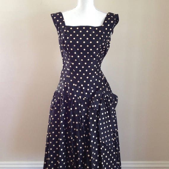 50's Dress Cocktail Party Dinner Taffeta Black Dre