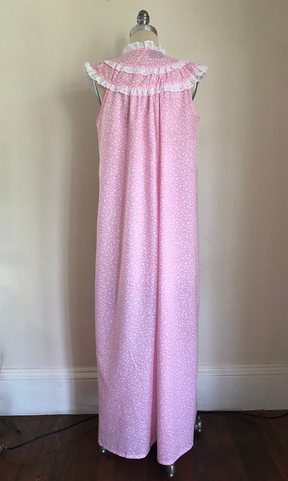 1970s Lanz Nightgown Pink Lace Trim Maxi Lingerie - image 3