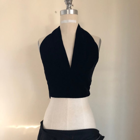 50's Style Halter Top Black Rayon Velvet Halter Ma