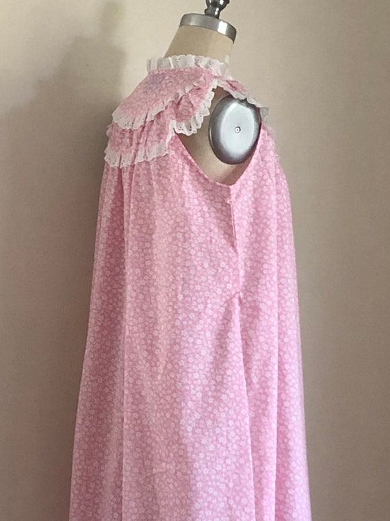 1970s Lanz Nightgown Pink Lace Trim Maxi Lingerie - image 5