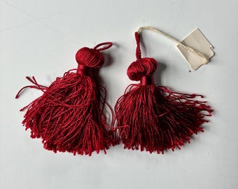Antique Red Silk Tassel; Fashion Costume Hat Ornament Handmade Embellishments