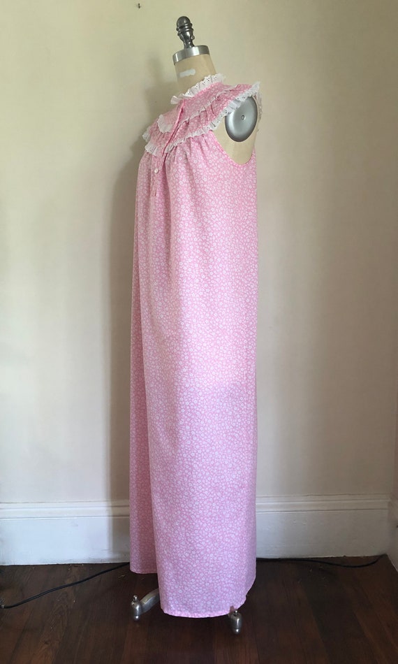 1970s Lanz Nightgown Pink Lace Trim Maxi Lingerie - image 6