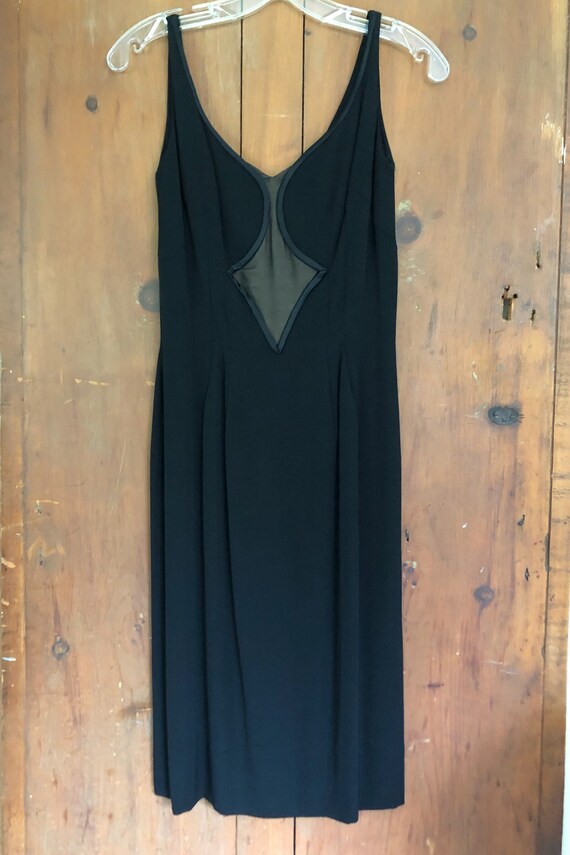 60's Dress Black Cocktail Crepe Rayon Designer Pa… - image 2