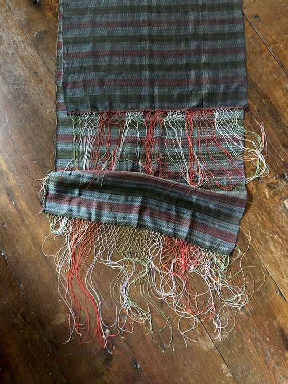 Vintage 40's Scarf Silk Woven Bureau Scarf Fringe