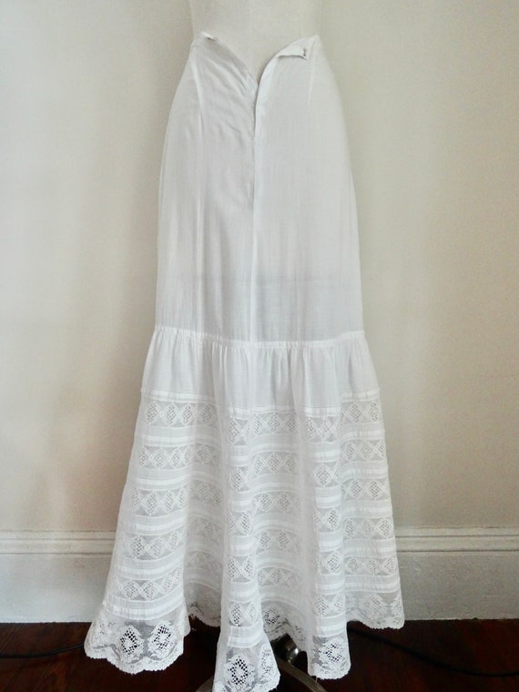 Victorian Skirt Petticoat Edwardian Lace White Pra
