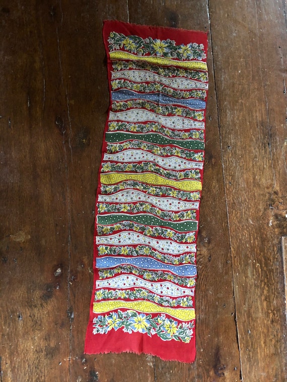 Vintage 30's 40's Scarf Floral Abstract Print Scar