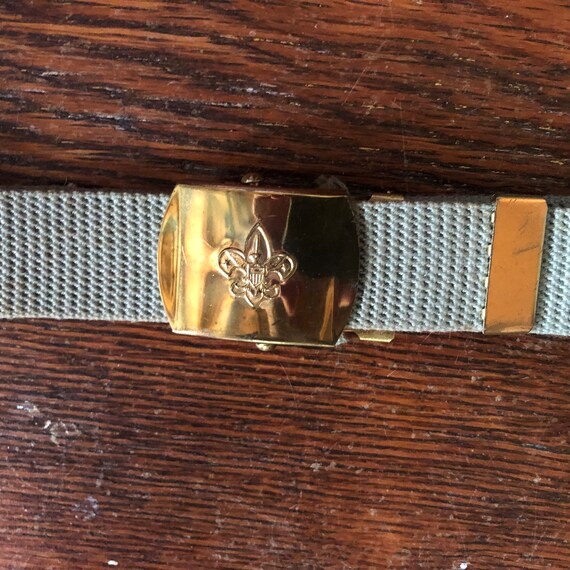1960s BOY SCOUT Uniform BELT Solid Brass Woven  Co… Gem
