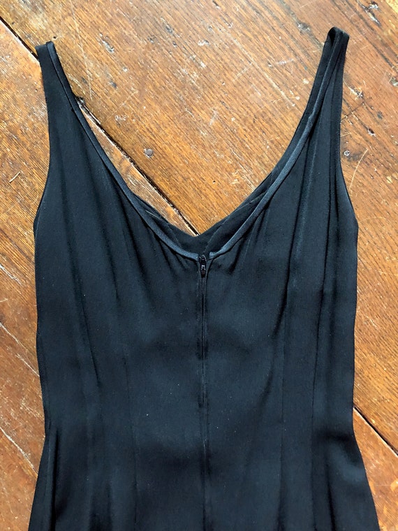 60's Dress Black Cocktail Crepe Rayon Designer Pa… - image 8