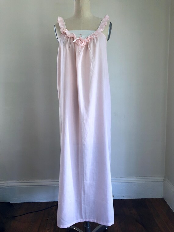 70s Nightgown Pink Lingerie Ruffles Sleeveless Se… - image 5