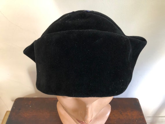 40's 50's Hat Felt Velour Beaded Anna Prives Desi… - image 9