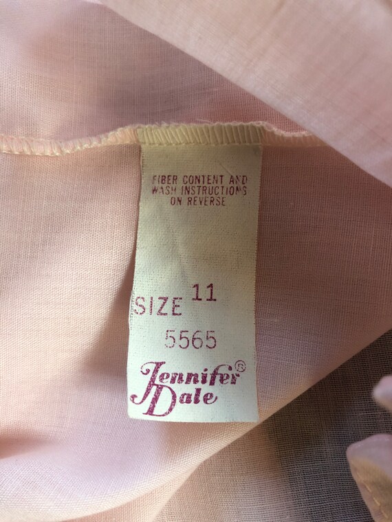 70s Nightgown Pink Lingerie Ruffles Sleeveless Se… - image 9