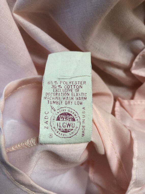 70s Nightgown Pink Lingerie Ruffles Sleeveless Se… - image 10