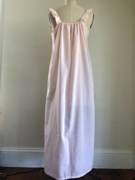 70s Nightgown Pink Lingerie Ruffles Sleeveless Se… - image 6