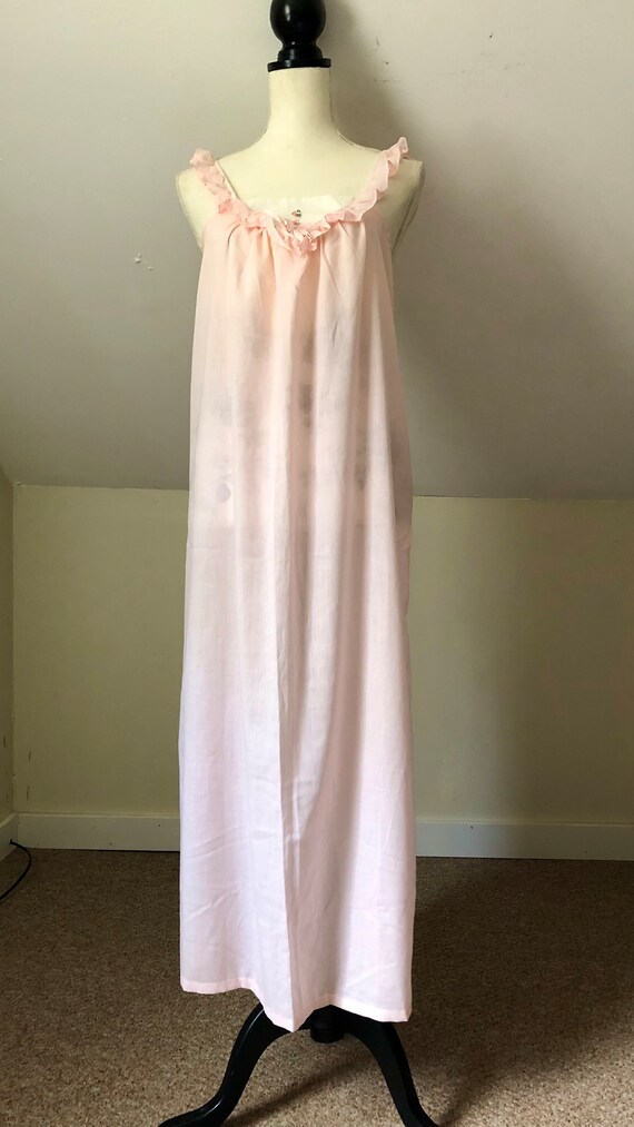 70s Nightgown Pink Lingerie Ruffles Sleeveless Max