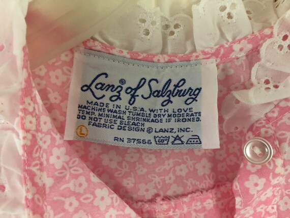 1970s Lanz Nightgown Pink Lace Trim Maxi Lingerie - image 8