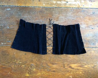 Antique Corset Black Cotton Velvet Draw String Under Garment