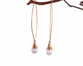 Amethyst Lotus Petal Drop Earrings - Made to Order  - Copper, Sterling Silver or 14K Gold