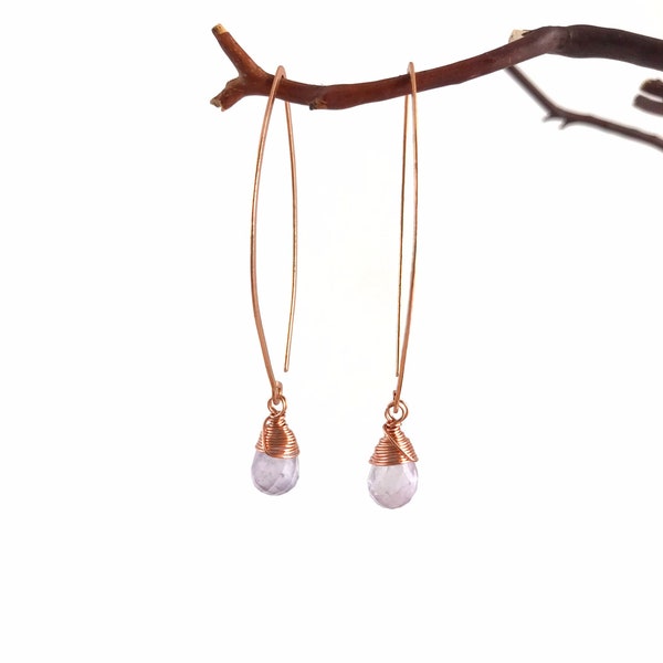 Amethyst Lotus Petal Drop Earrings - Made to Order  - Copper, Sterling Silver or 14K Gold