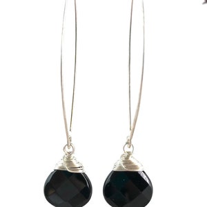 Black Agate Lotus Petal Drop Earrings Made to Order Copper, Sterling Silver or 14K Gold image 6