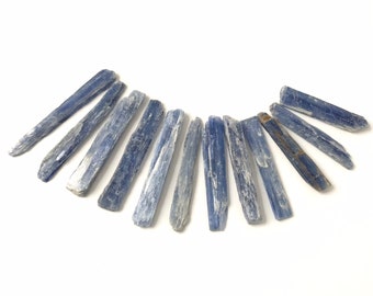 Raw Blue Kyanite Wands - 12 Piece Lot of High Quality Gemstones - Brilliant Blue, Good Clarity, Shard Specimens -Size Small - 42 Gram Weight