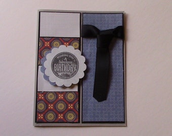 CARD, Birthday, Tie, Blue
