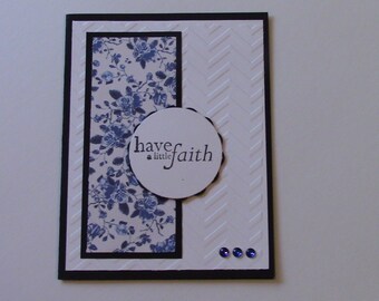 CARD, Encouragement, Faith, Flowers, Rainbows, Stars, Blue, Embossed