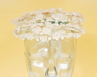 Antique 1920s Floral Wax Bridal Crown Set