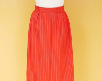 Red Pinstripe Pencil Skirt