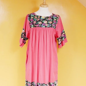 Beaded Pink Floral Muumuu Nightgown