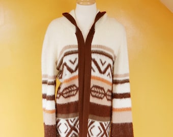 Southwest Print Long Hooded Cardigan