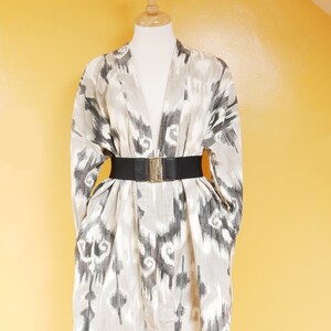 Peignoir kimono en coton à motif tourbillonnant