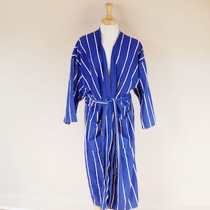 Navy Striped Men&#39;s Cotton Robe