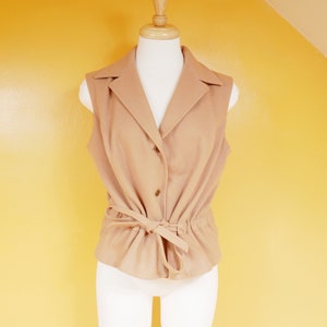 Tan Tie Waist Wool Vest