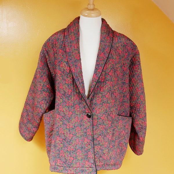 Quilted Floral Paisley Over Size Jacket