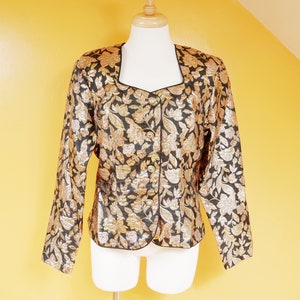 Gold Metallic Floral Blazer