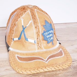 Handmade Toronto Maple Leafs Leather Baseball Hat image 1